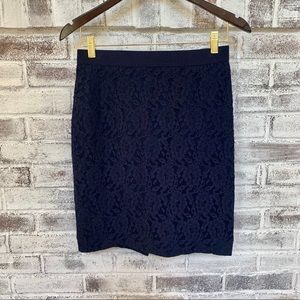 Ann Taylor Navy Lace Pencil Skirt